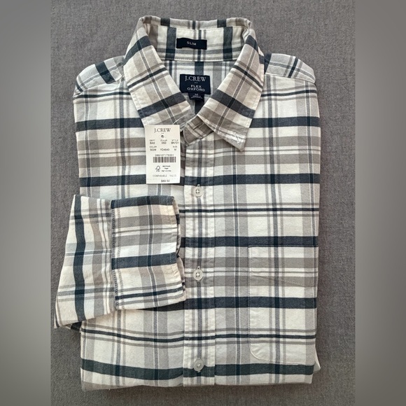 J. Crew Other - J. Crew Men's Blue and Gray Slim Fit Plaid light flannel Oxford shirt.